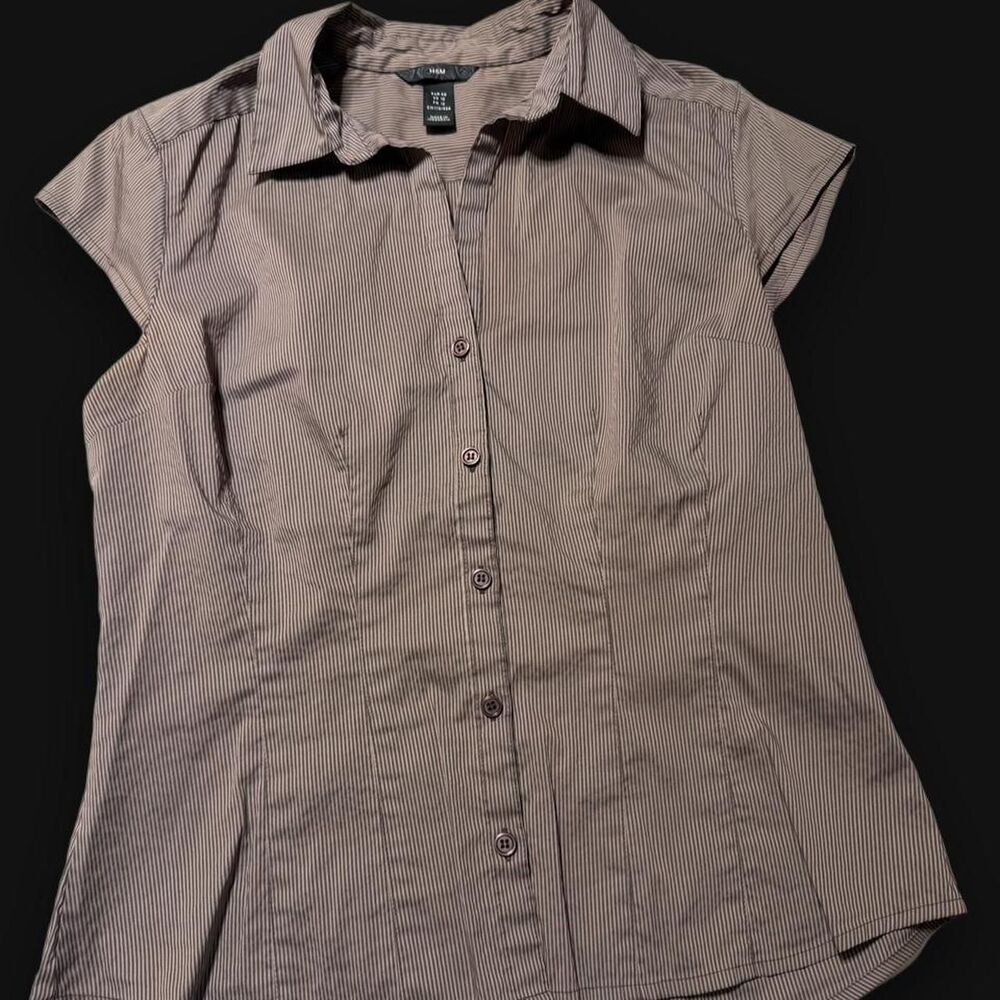 H-m Women's Brown and Grey Shirt